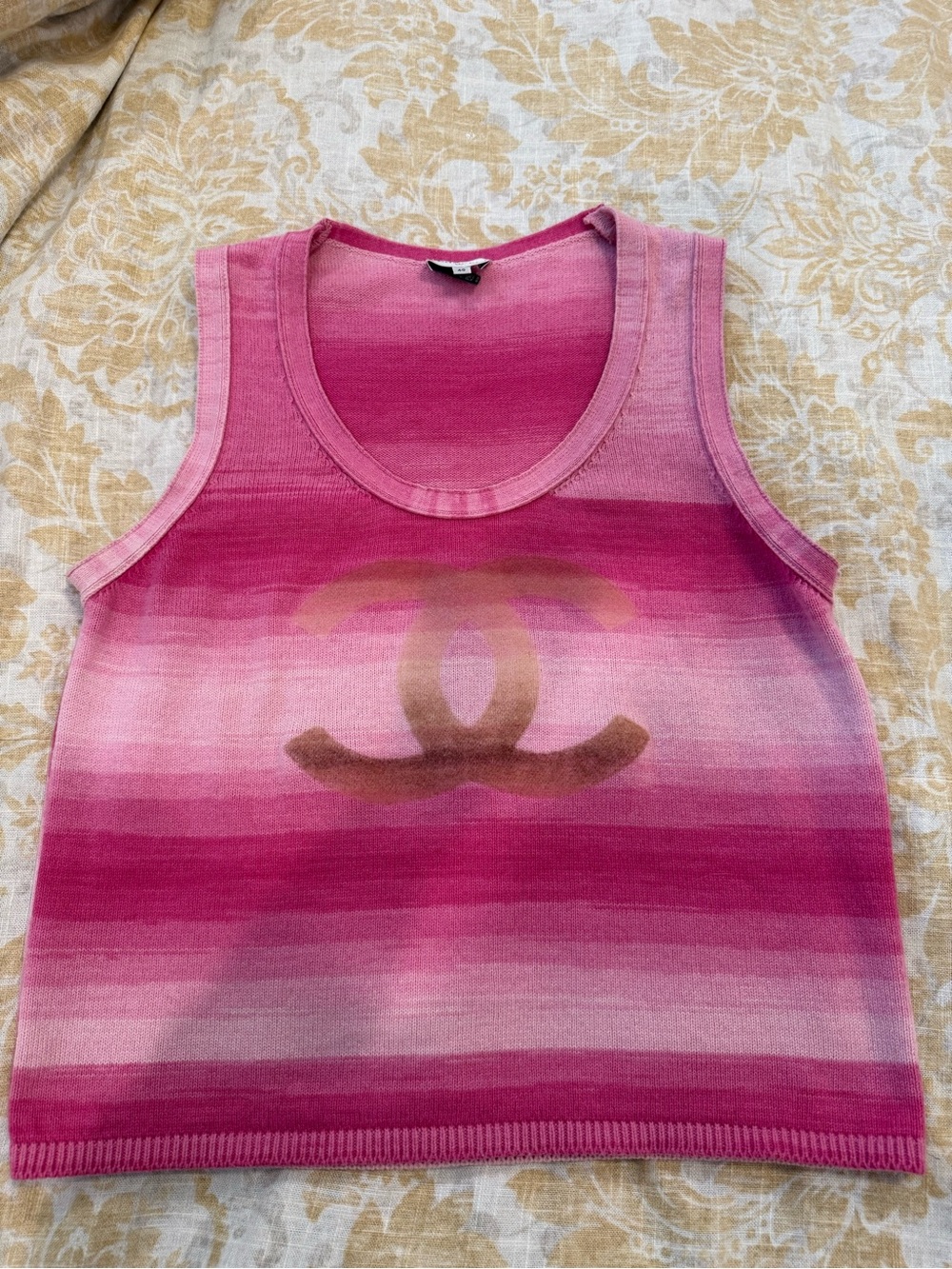 CHANEL Pink Ombre CC Logo Knit Tank